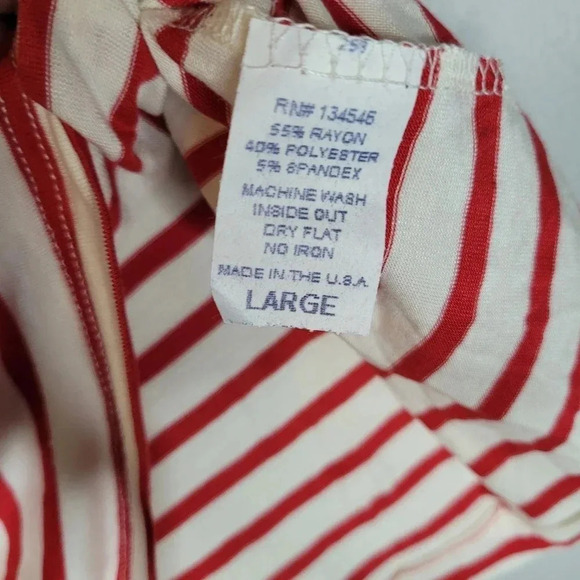 RED WHITE women's bold striped Large patch Novelty t-shirt, size L - Picture 5 of 5